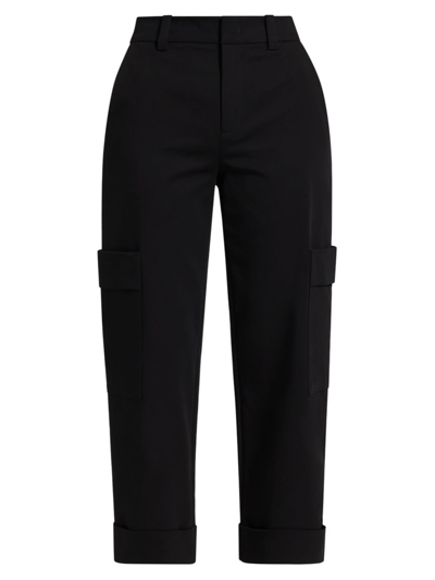 Shop Vince Women's Stretch Cotton Cargo Crop Pants In Black