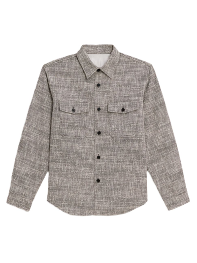 Shop Theory Men's Garvin Shirt Jacket In Tweed Canvas In Coffee