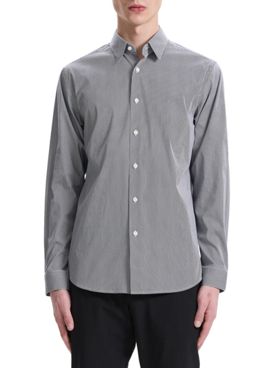 Shop Theory Men's Irving Shirt In Poplin Micro Check In White Navy