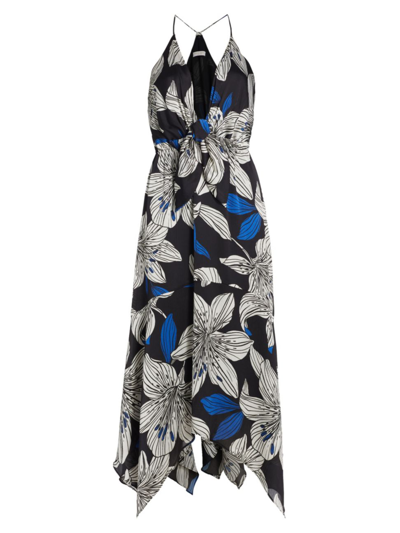 Shop Ramy Brook Women's Estrella Floral Sleeveless Midi-dress In Black Lily Print