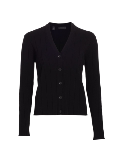 Shop Saks Fifth Avenue Women's Rib-knit V-neck Cardigan In Black