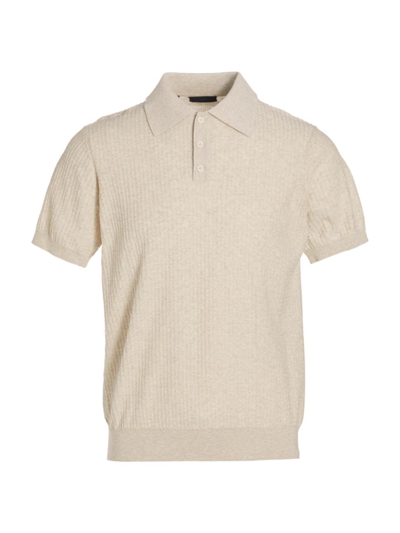 Shop Saks Fifth Avenue Men's Collection Squiggle Cotton Polo Shirt In Cream