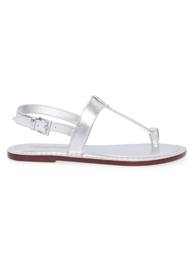 Shop Bernardo Women's Maverick 2 Metallic Leather Toe Ring Sandals In Silver