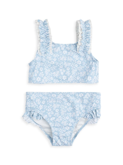 Shop Firsts By Petit Lem Little Girl's Petit Lem Floral Print Bikini In Light Blue