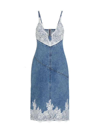 Shop 3.1 Phillip Lim / フィリップ リム Women's Lace-embellished Denim Midi-dress In Blue