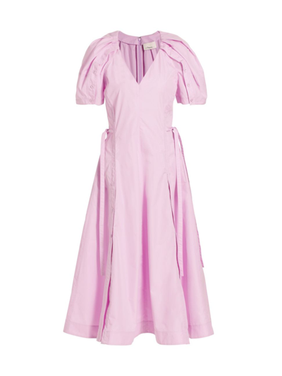 Shop 3.1 Phillip Lim / フィリップ リム Women's Bloom Cotton-blend Puff-sleeve Midi-dress In Wisteria