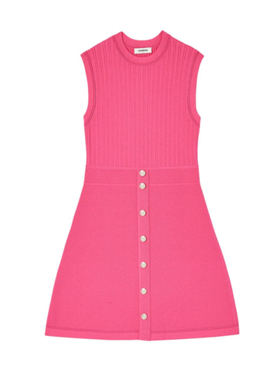Shop Sandro Women's Short Dress With Buttons In Pink