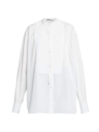 Shop Stella Mccartney Women's Plastron Bibbed Cotton Shirt In Pure White