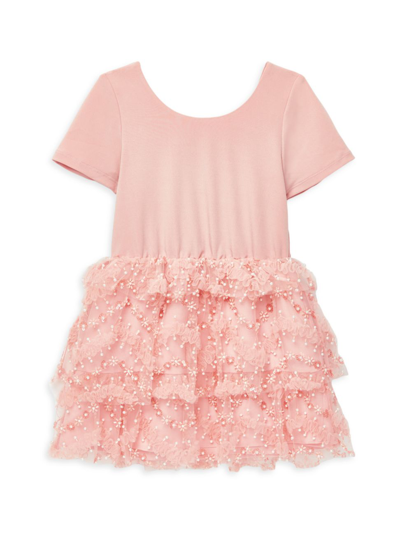 Shop Self-portrait Little Girl's & Girl's Embellished Ruffle-trim Dress In Pink