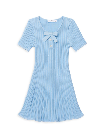 Shop Self-portrait Little Girl's & Girl's Sequin Knit Dress In Blue