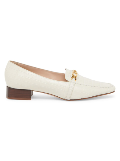 Shop Tom Ford Women's Whitney 25mm Leather Loafers In Cream
