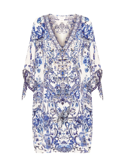 Shop Camilla Women's Silk Tie-sleeve Caftan In Glaze And Graze