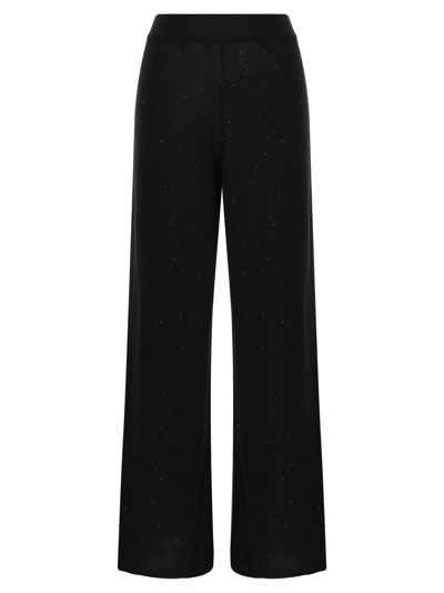 Shop Fabiana Filippi Cotton And Linen Trousers With Micro Sequins In Black