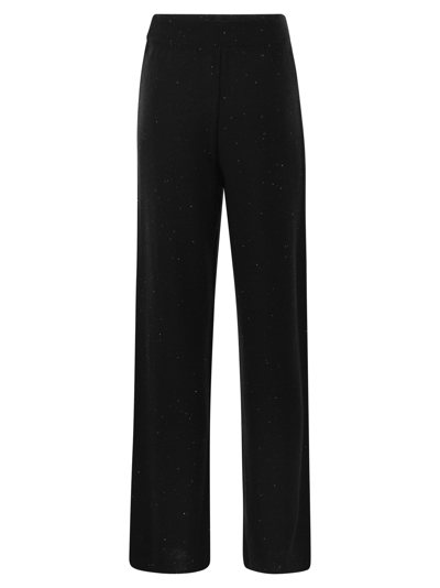 Shop Fabiana Filippi Cotton And Linen Trousers With Micro Sequins In Black