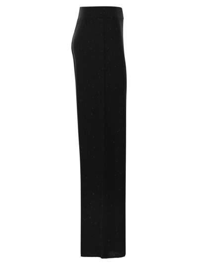 Fabiana Filippi Wool And Silk Trousers With Sequins In Black