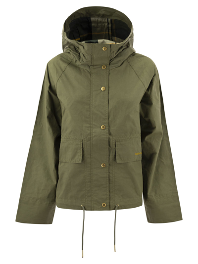 Shop Barbour Nith - Hooded Rain Jacket In Military Green