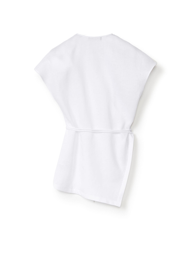 Shop Fabiana Filippi White Criss-cross Top In Wool And Silk In Bianco Ottico