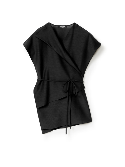 Shop Fabiana Filippi Black Crossover Top In Wool And Silk In Nero