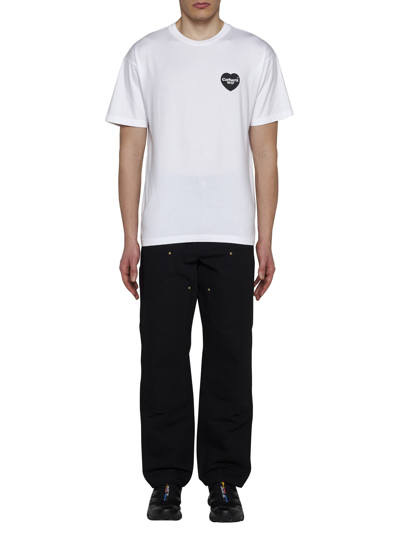 Shop Carhartt T-shirt In White / Black Stone Washed