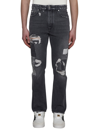 Shop Palm Angels Jeans In Black Off White