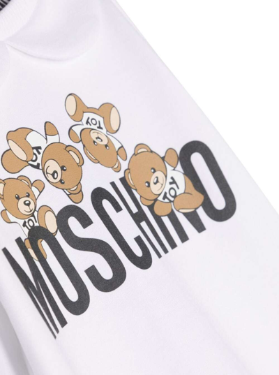 Shop Moschino White Onesie With Teddy Bear Print In Cotton Baby