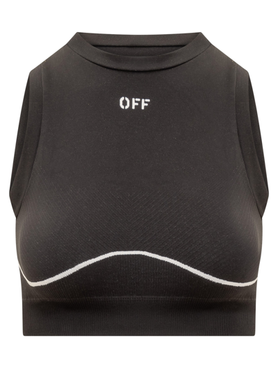 Shop Off-white Seamless Top In Black White