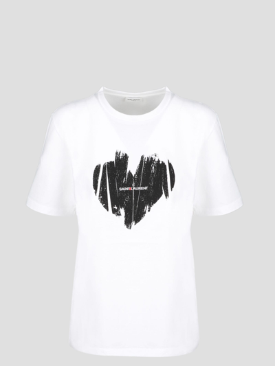 Shop Saint Laurent Heart T-shirt In White