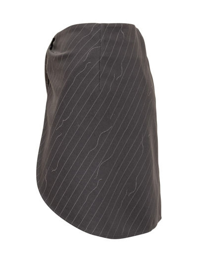 Shop Off-white Mini Pinstripe Twist Skirt In Forged Iron