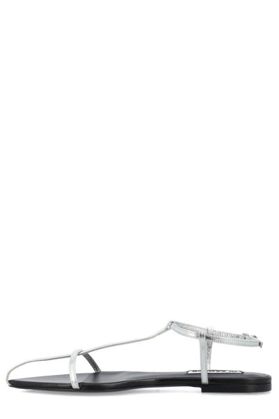 Shop Jil Sander Pointed-toe Caged Sandals In Silver