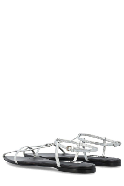 Shop Jil Sander Pointed-toe Caged Sandals In Silver