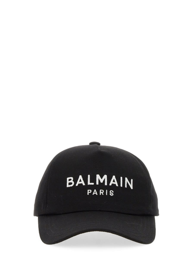 Shop Balmain Baseball Hat With Logo In Black