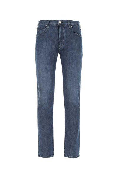 Shop Emporio Armani Cropped Straight Leg Jeans In Denim