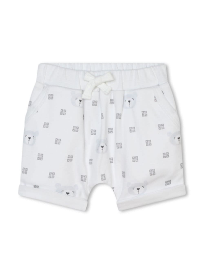 Shop Givenchy White T-shirt, Shorts And Bandana Set With Teddy Bear Print In Cotton Baby