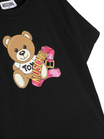 Shop Moschino T-shirt Teddy Bear Nera In Jersey Di Cotone Bambino In Nero