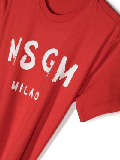 Shop Msgm T-shirt Crema In Jersey Di Cotone Bambino In Beige
