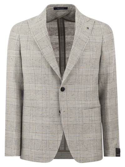 Shop Tagliatore Jacket With Tartan Pattern In Grey