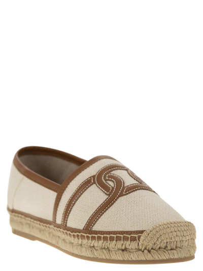 Shop Tod's Slip-on Kate In Canvas And Leather In Beige