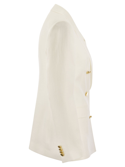 Tagliatore Double Breasted Jacket With All-over Sequins In Milk