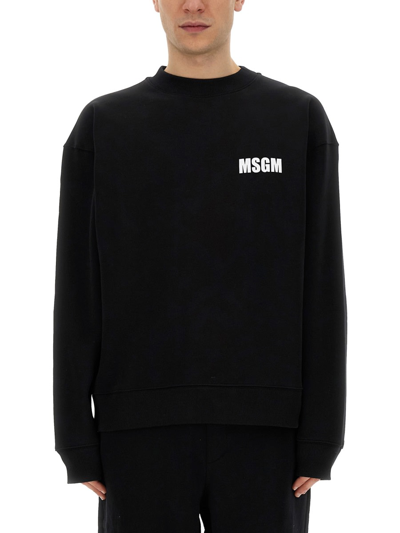 Msgm Sweatshirt With Logo In Black