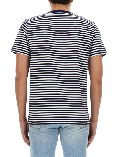 Shop Woolrich Striped T-shirt In Blu