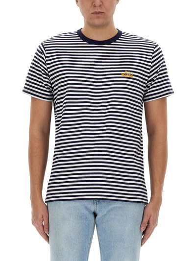Shop Woolrich Striped T-shirt In Blu