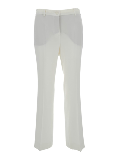 Shop Alberto Biani White Low Waist Flared Trousers In Technical Fabric Woman