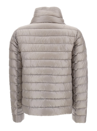 Shop Herno Light Gray Reversible High Neck Down Jacket In Technical Fabric Woman In Multicolor