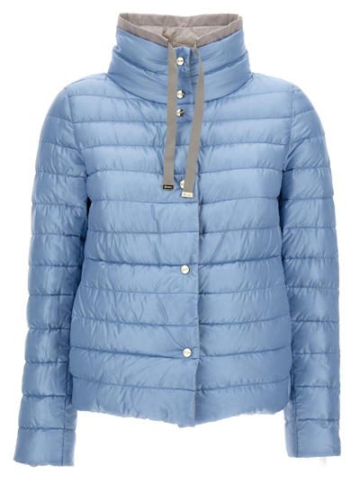 Shop Herno Light Gray Reversible High Neck Down Jacket In Technical Fabric Woman In Multicolor