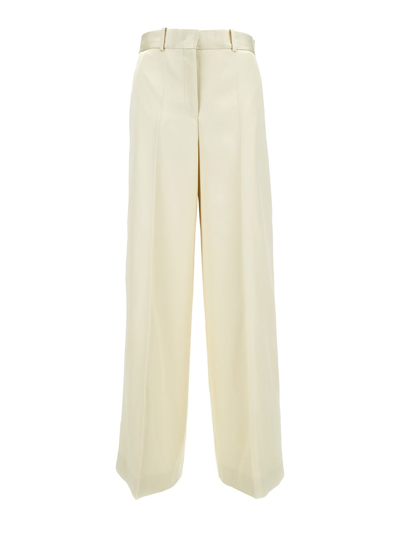 Shop Jil Sander Beige High Waisted Tailoring Pants In Silk Blend Woman