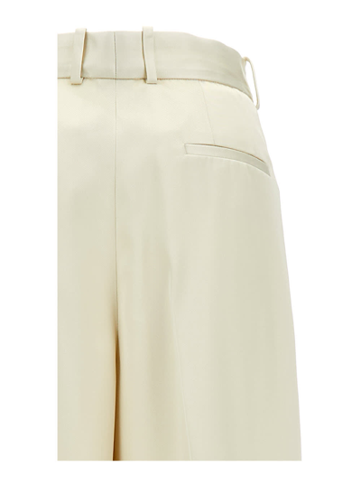 Shop Jil Sander Beige High Waisted Tailoring Pants In Silk Blend Woman