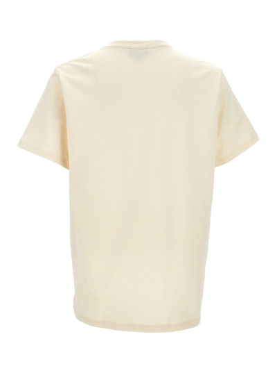 Shop Apc Ivory White Raymond Crew Neck T-shirt In Cotton Man In Beige