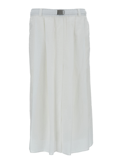 Shop Brunello Cucinelli White Flared Midi Skirt In Cotton Blend Woman
