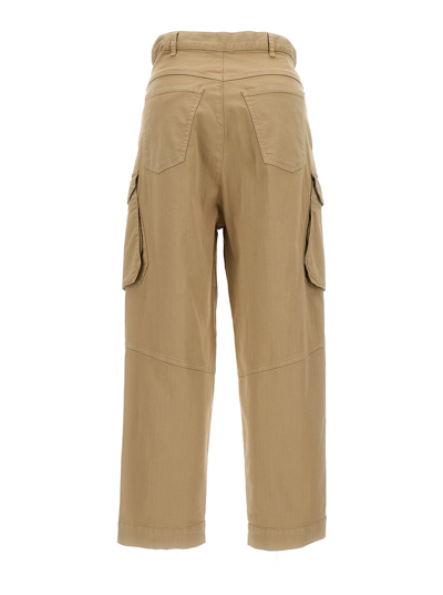 Semicouture Sand-colored Cargo Pants In Cotton Blend Woman In Beige