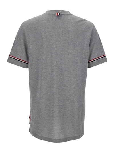 Shop Thom Browne Grey Short Sleeve Crew Neck T-shirt In Cotton Man